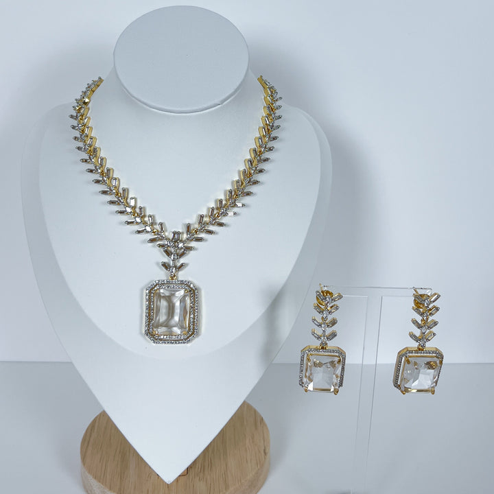 Gold Plated AD Necklace Set