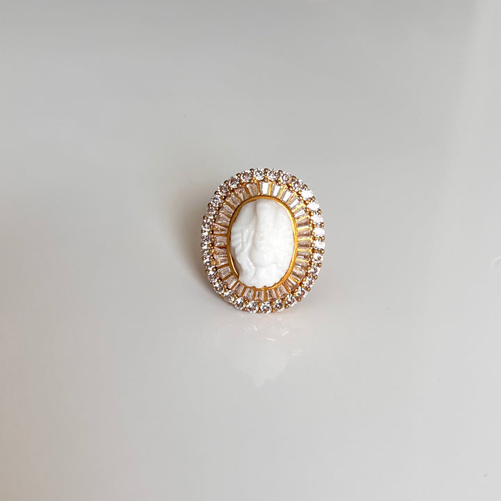 Ganesh AD Stone Adjustable Ring White Muga