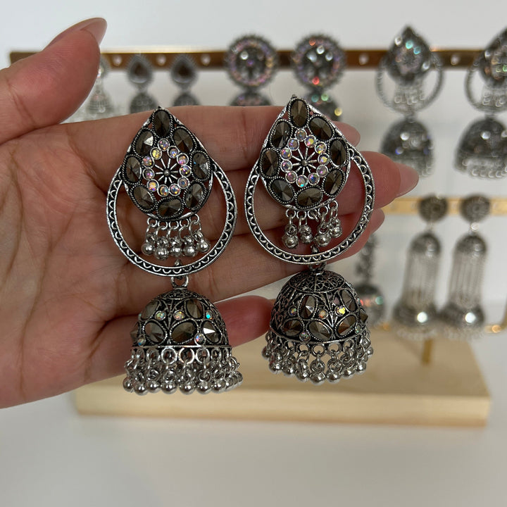 Oxidised Jhumka Earrings