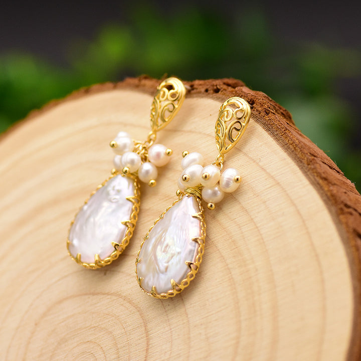 Water Droplets Pearl Drop Earrings