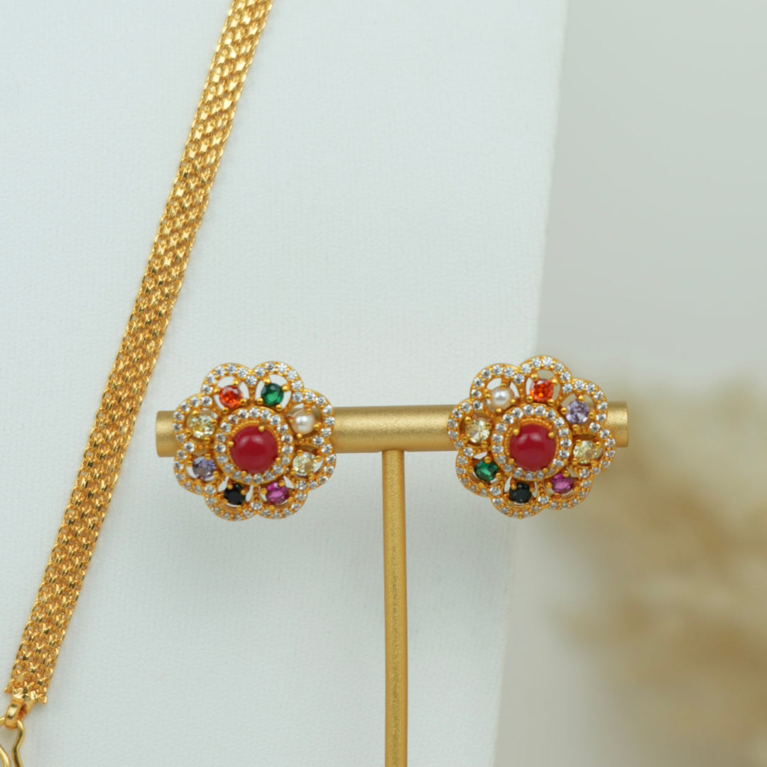 Navaratna Pendant Necklace Set