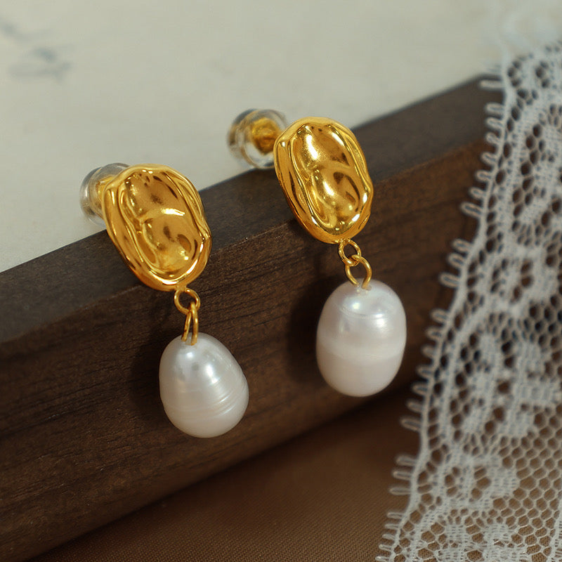 Freshwater Pearl Stainless Steel Earrings