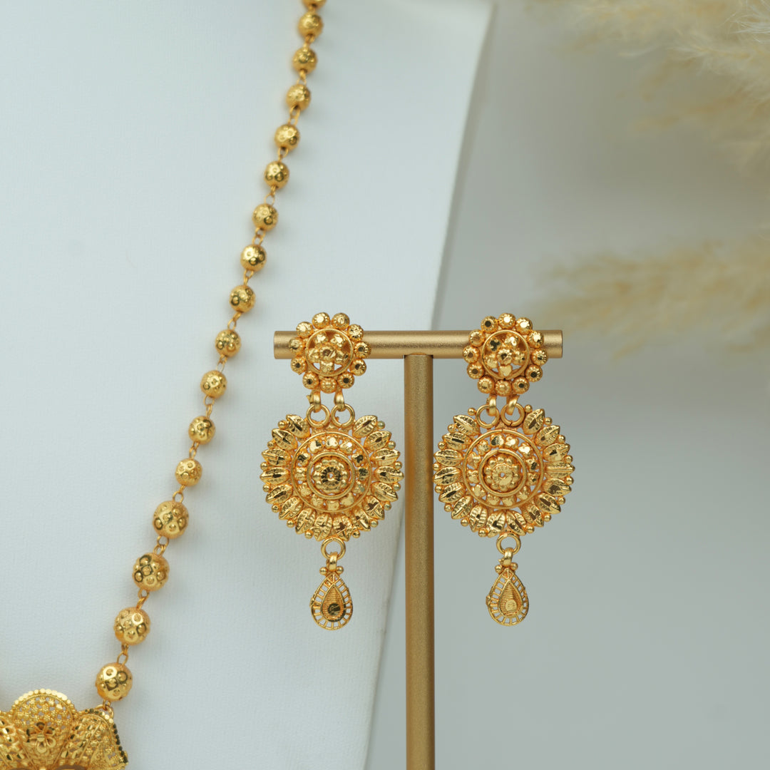 Floral Pendant Ball Beads Necklace Set