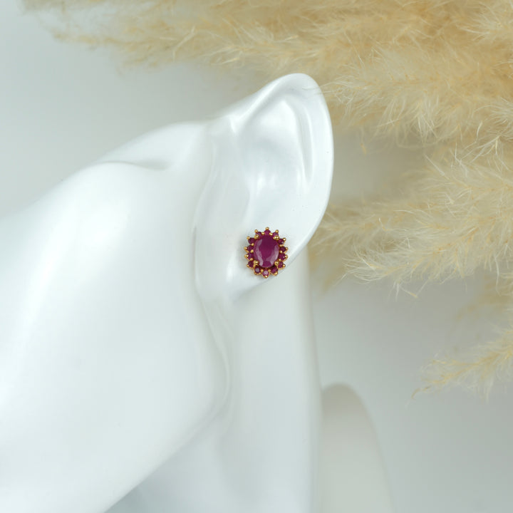 Oval Halo Stud Earrings