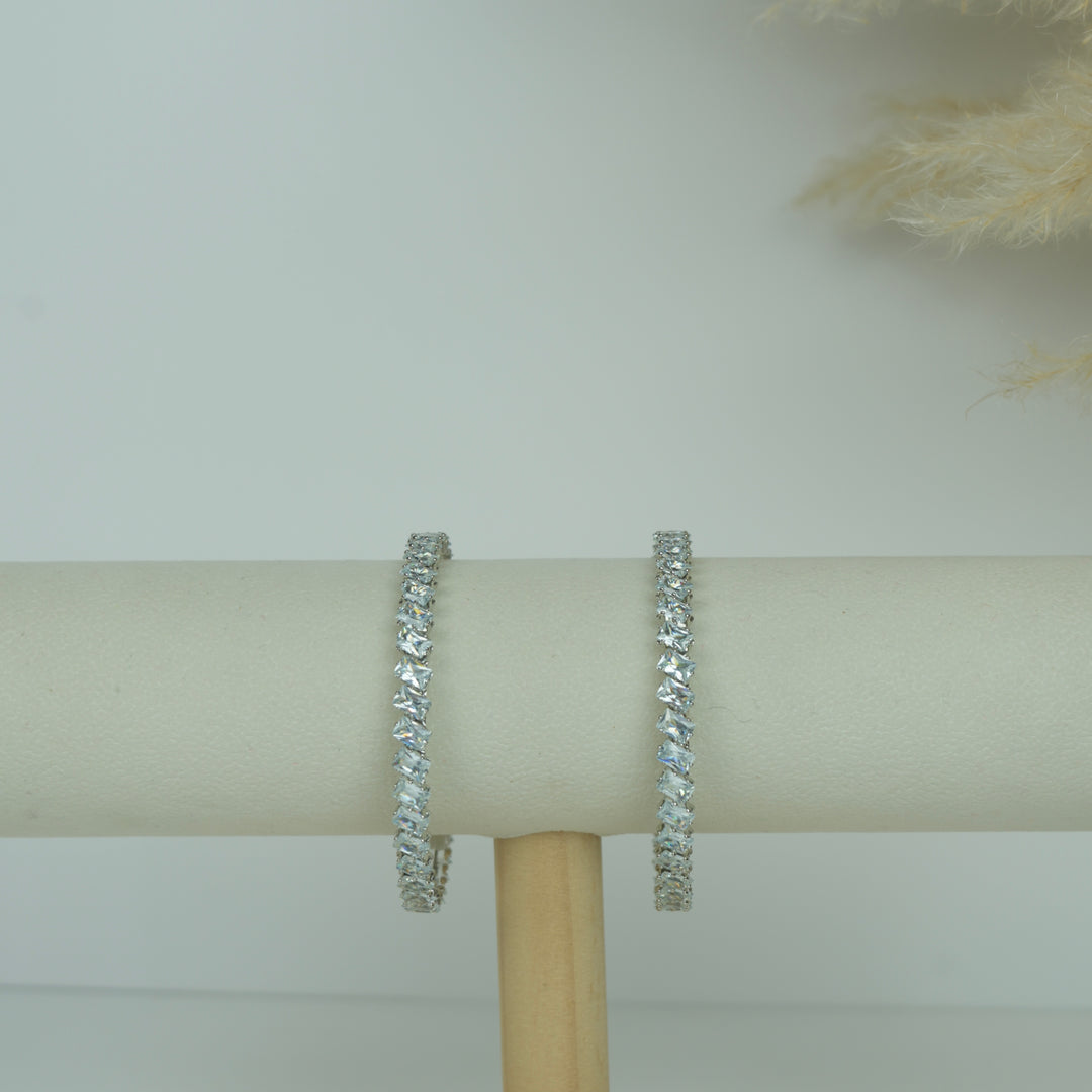 Silver Plated Stone Bangles