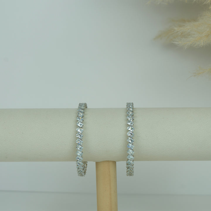 Silver Plated Stone Bangles