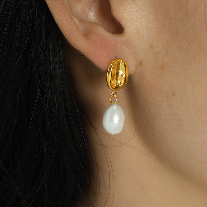 Freshwater Pearl Stainless Steel Earrings