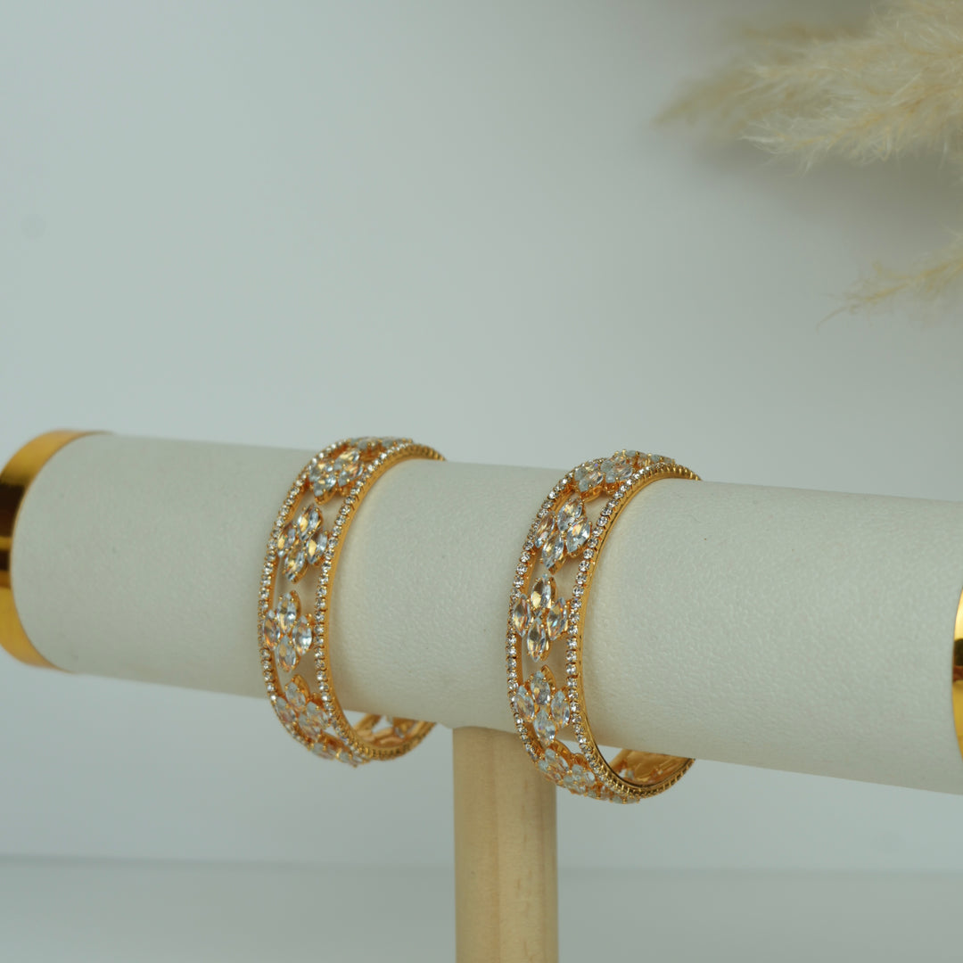 AD Stone Bangles Set – Rose Gold Finish