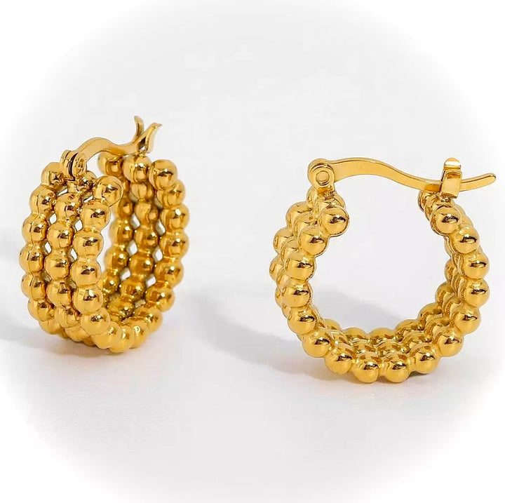 Beaded Gold Hoop Earrings