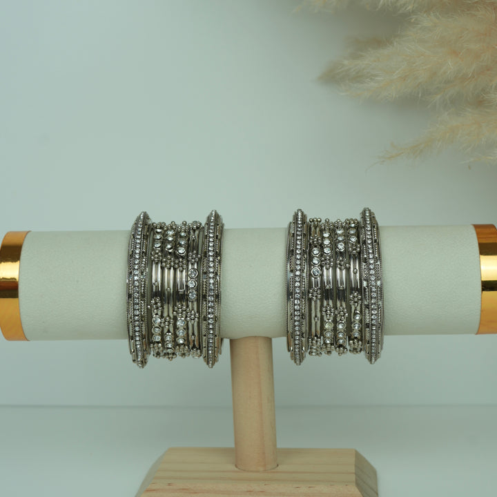 Oxidised Stone Bangles Set