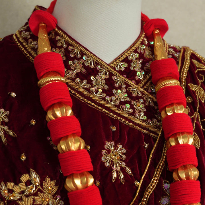 Handmade Kantha Mala – Red Makhamal