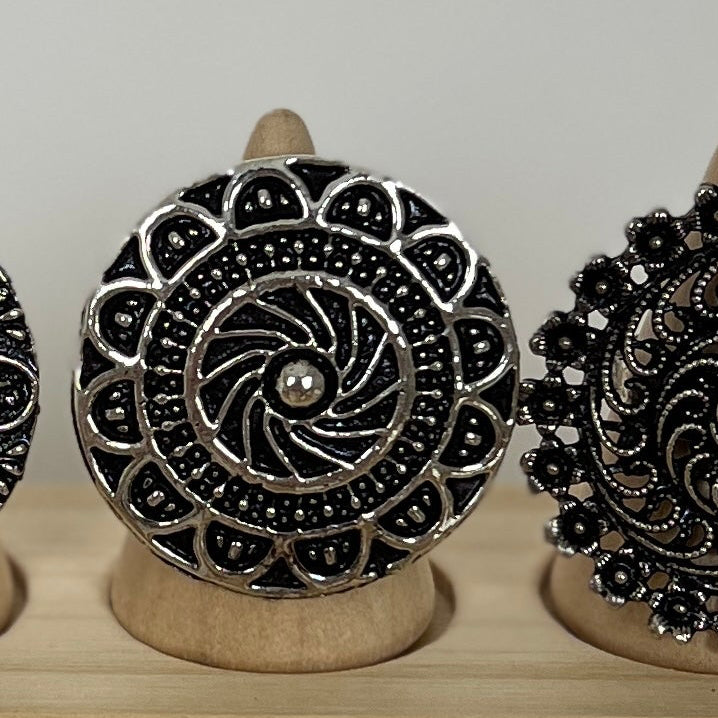 Oxidised Adjustable Statement Ring