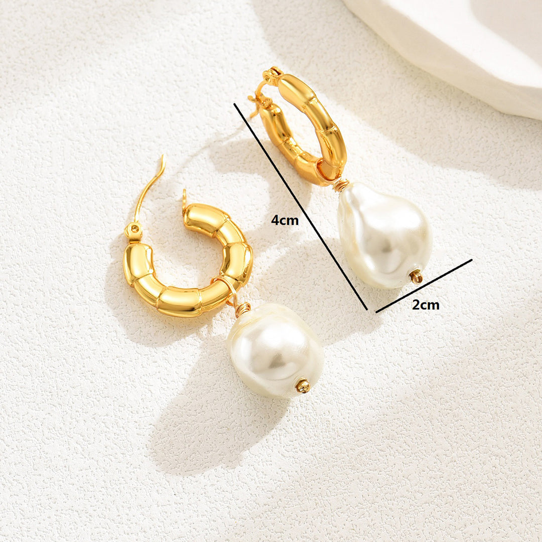 Pearl Drop Earrings Stainless Steel