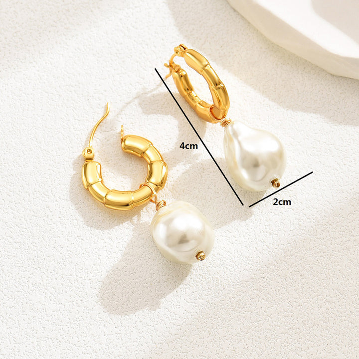 Pearl Drop Earrings Stainless Steel