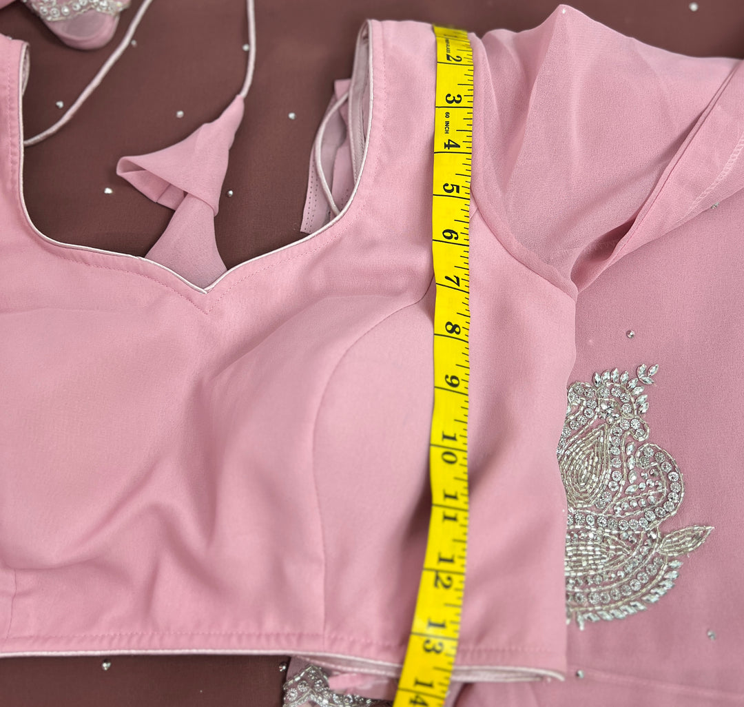 Rose Pink Georgette Saree with Readymade Blouse