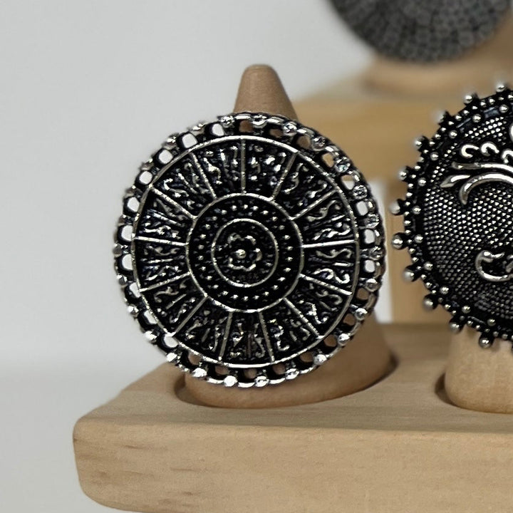 Oxidised Adjustable Statement Ring