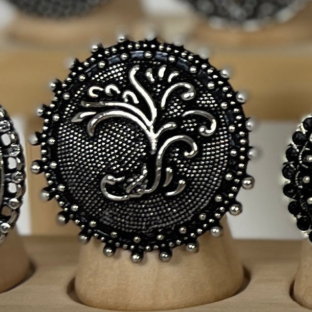 Oxidised Adjustable Statement Ring