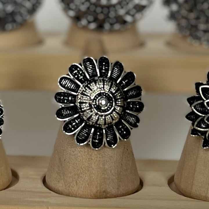 Oxidised Adjustable Statement Ring