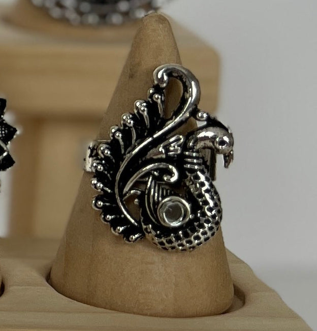 Oxidised Adjustable Statement Ring