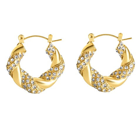 Twisted Crystal Hoop Earrings