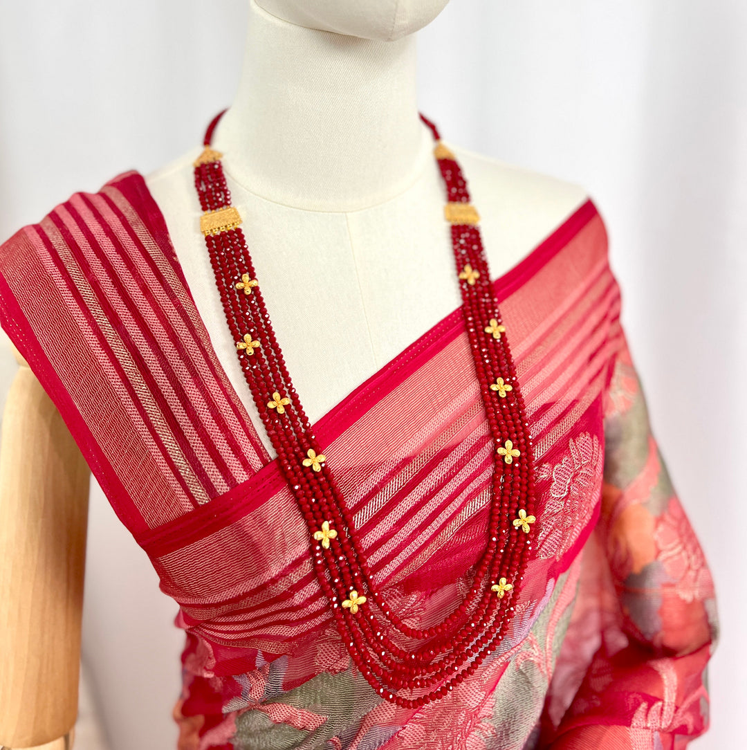 Red Crystal Floral Necklace