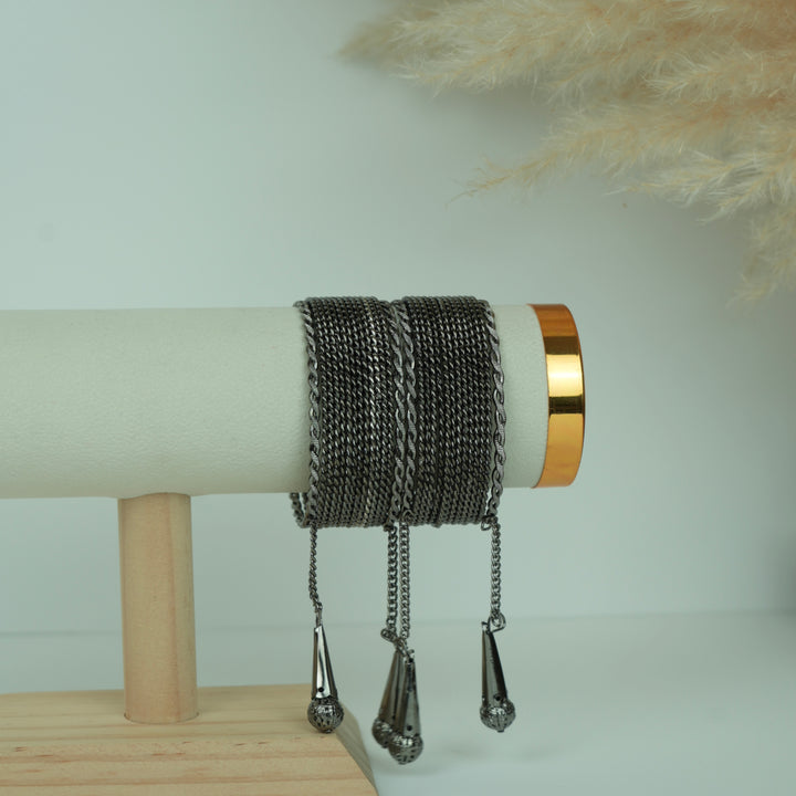 Oxidised Tassel Bangles Set