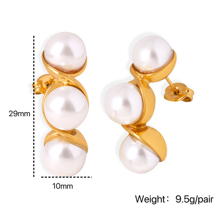 Pearls Ear Studs Non Tarnish Stainless Steel