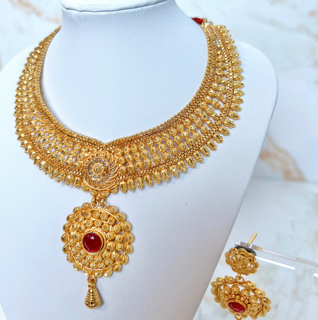 Mini Haar Red Stone Statement Set