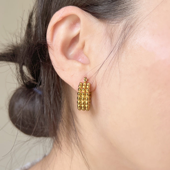 Beaded Gold Hoop Earrings