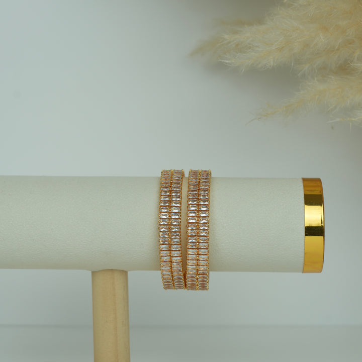 AD Stone Bangles Set – Rose Gold Finish