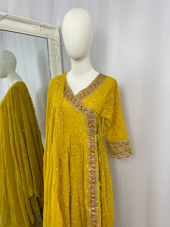 Embroidered Kurtha Set – Mustard Yellow