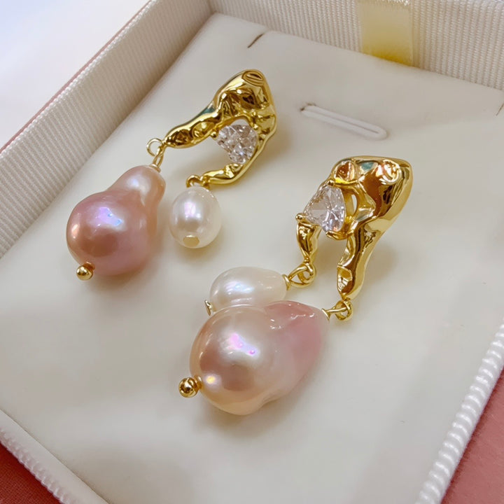 Natural Freshwater Pearl Pendant Earrings Women Jewelry