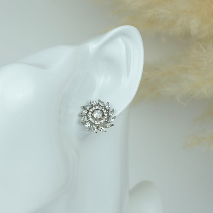 Radiant Stone Cluster Stud Earrings