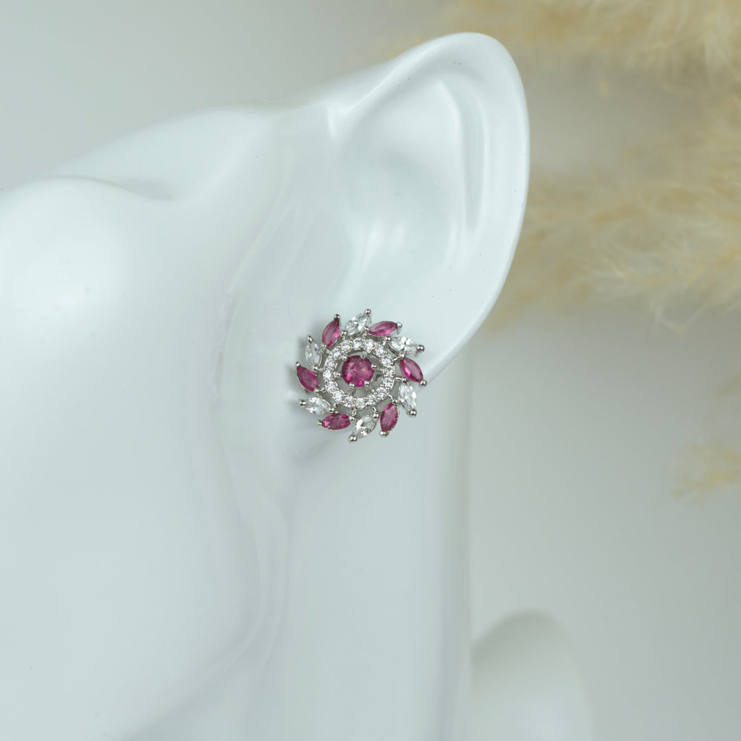 Radiant Stone Cluster Stud Earrings