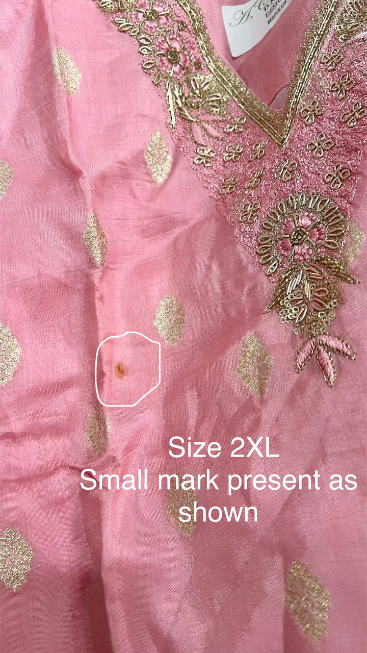 Blush Pink Straight Dhola Silk Kurta Set