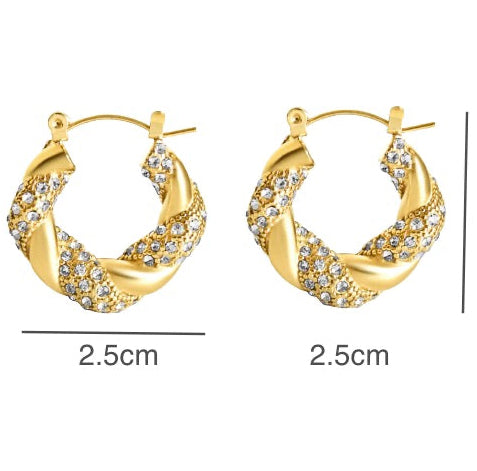 Twisted Crystal Hoop Earrings