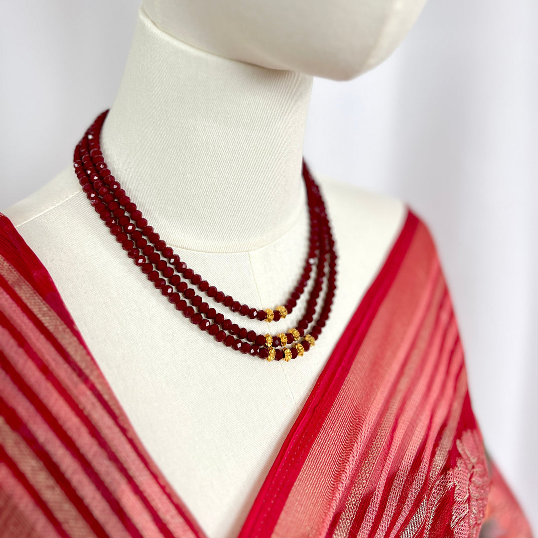 Maroon Crystal Bead Necklace