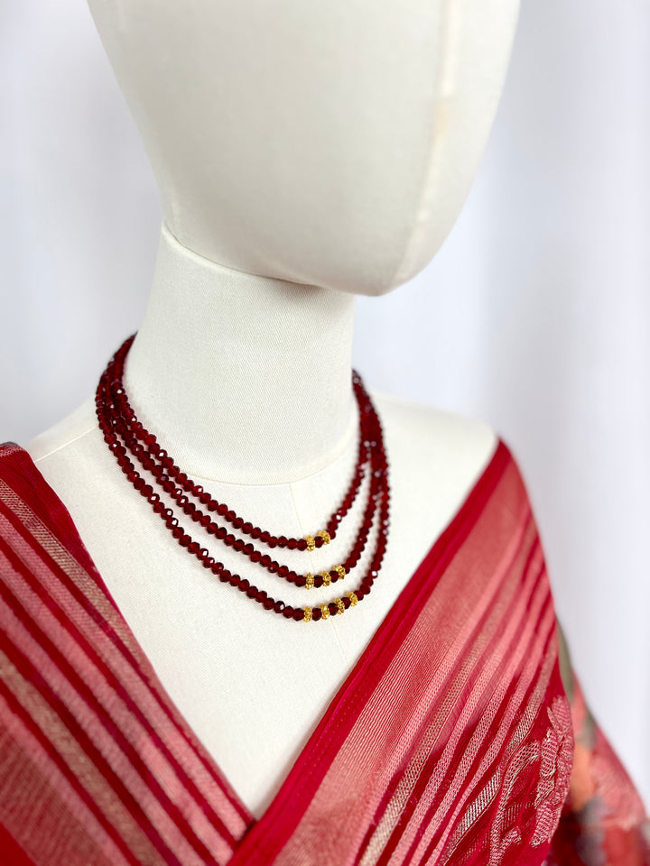 Maroon Crystal Bead Necklace