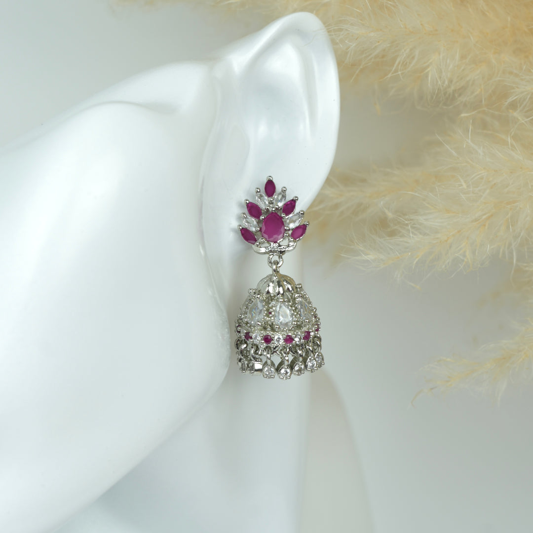 Petal Drop AD Jhumka Earrings