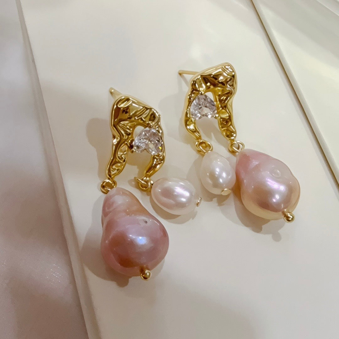 Natural Freshwater Pearl Pendant Earrings Women Jewelry