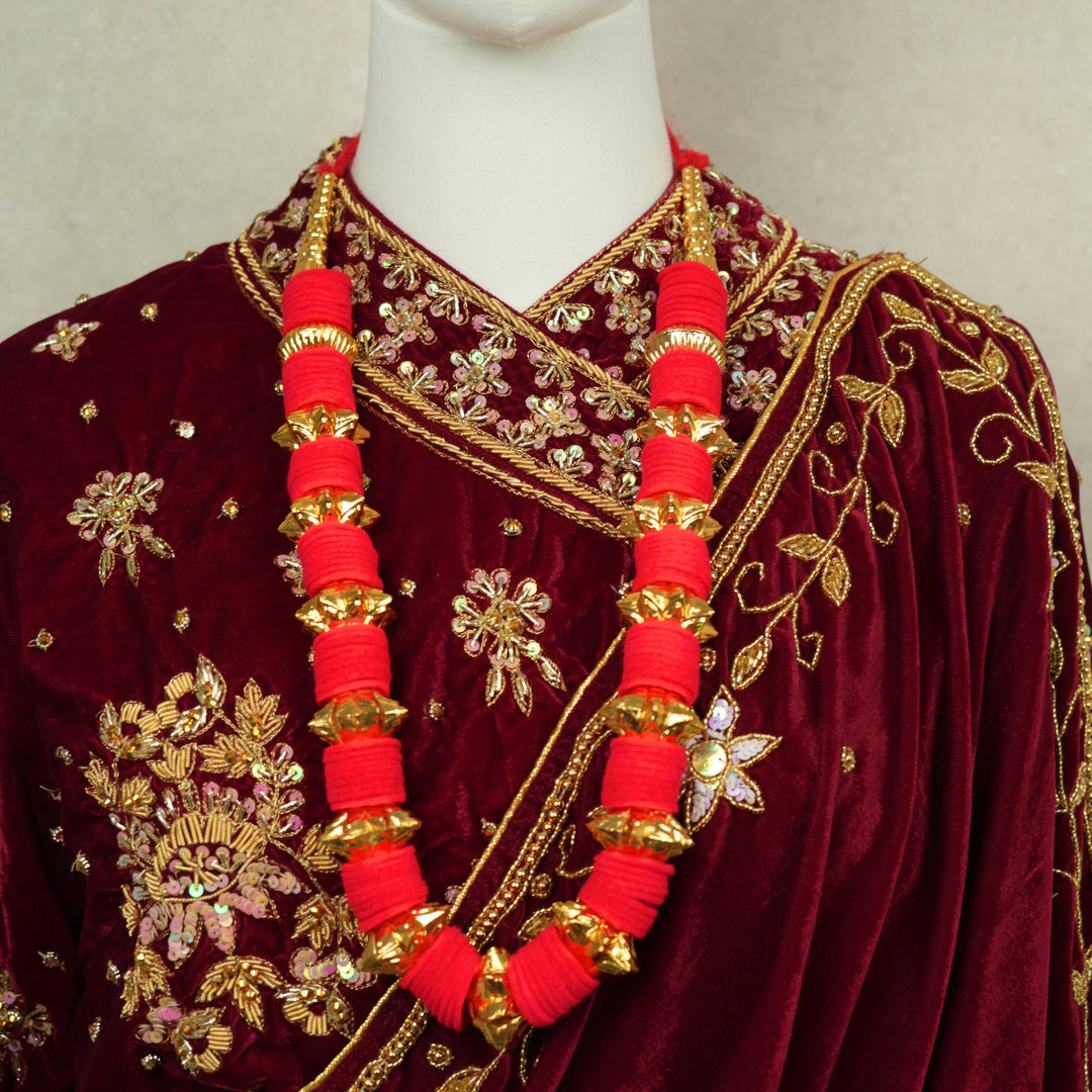 Kadey Kantha Mala – Red Makhamal