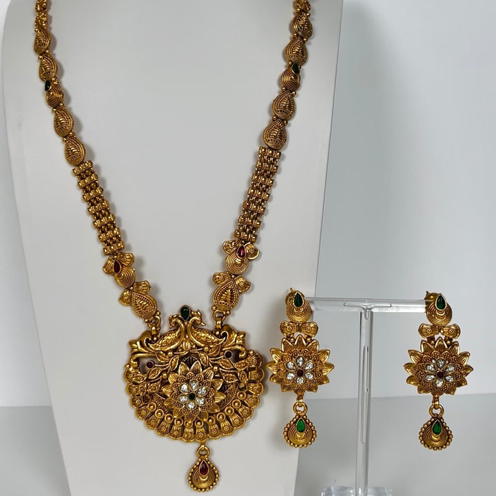 Pure Brass Temple Necklace Set