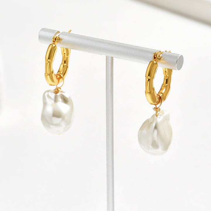 Pearl Drop Earrings Stainless Steel