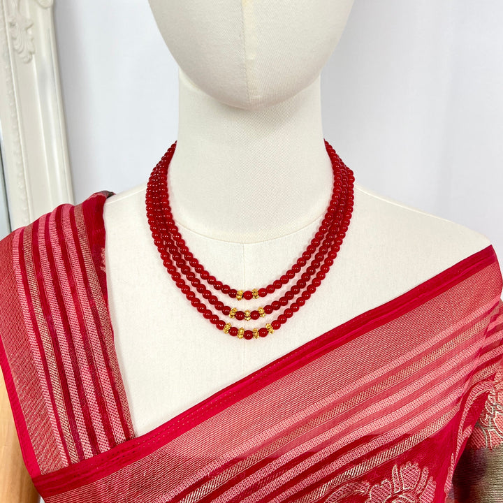 Ruby Tone Bead Necklace