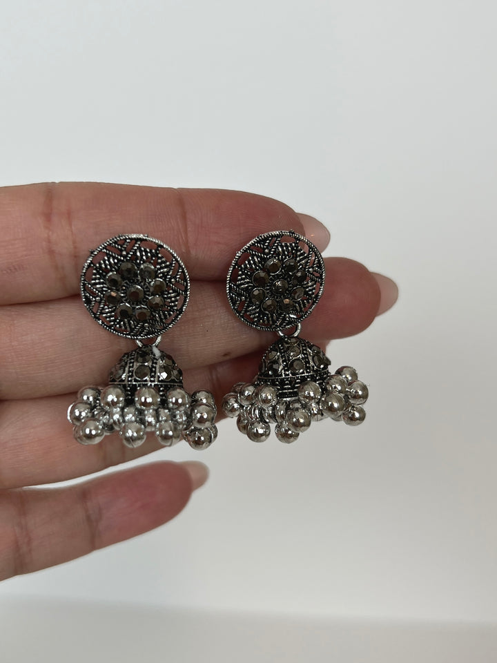 Oxidised Mini Jhumka Earrings