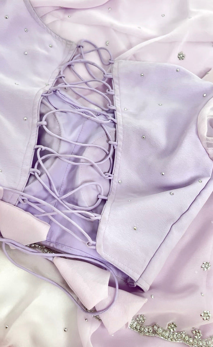 Lavender Georgette Saree with Readymade Blouse