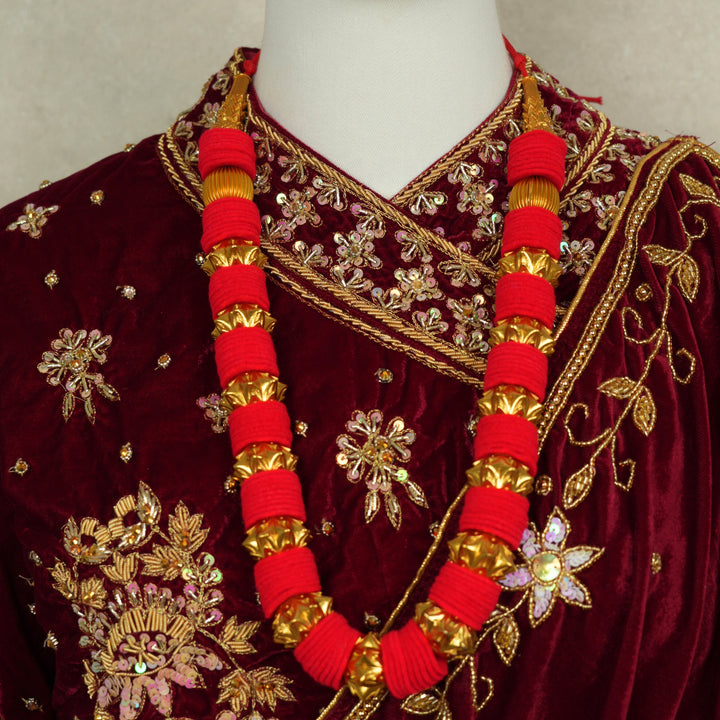 Kadey Kantha Mala – Red Makhamal