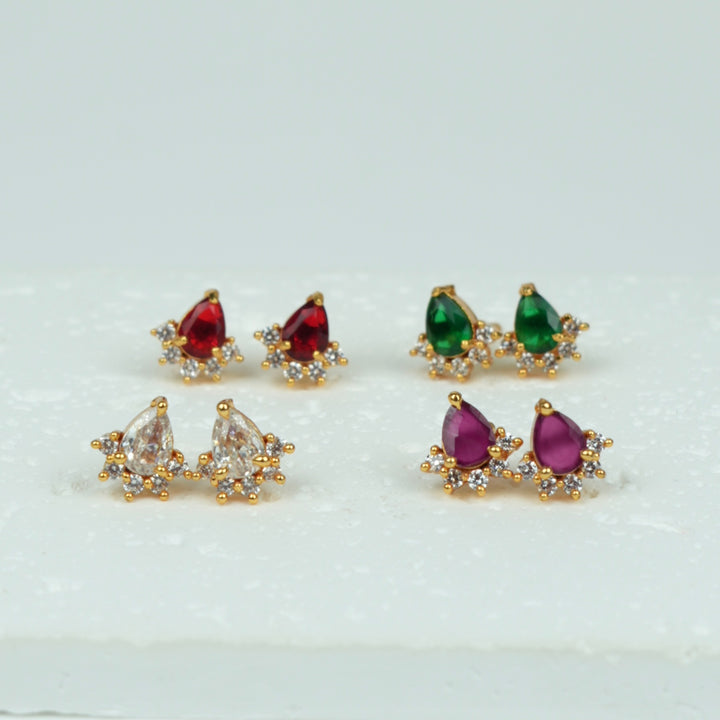 Teardrop Cluster Stud Earrings