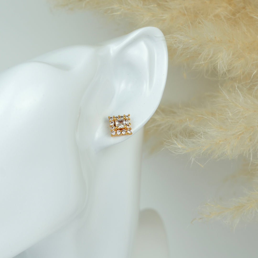 Square Halo Stud Earrings