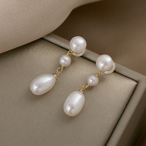 Elegant Long Natural Freshwater Pearl Earrings